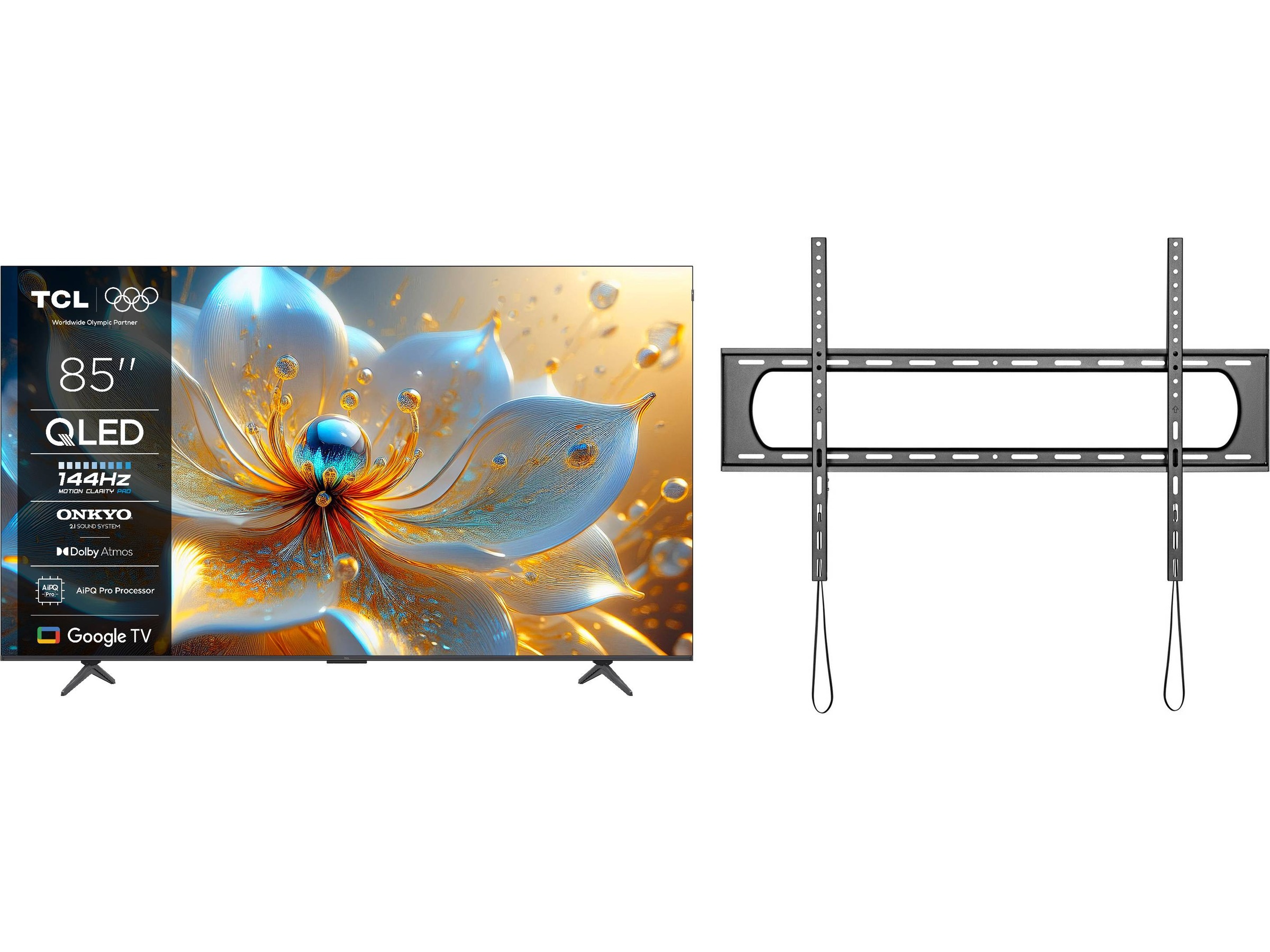 TCL 85" T8C 4K QLED Google TV (2025) + veggfeste Over 80 tommer TV