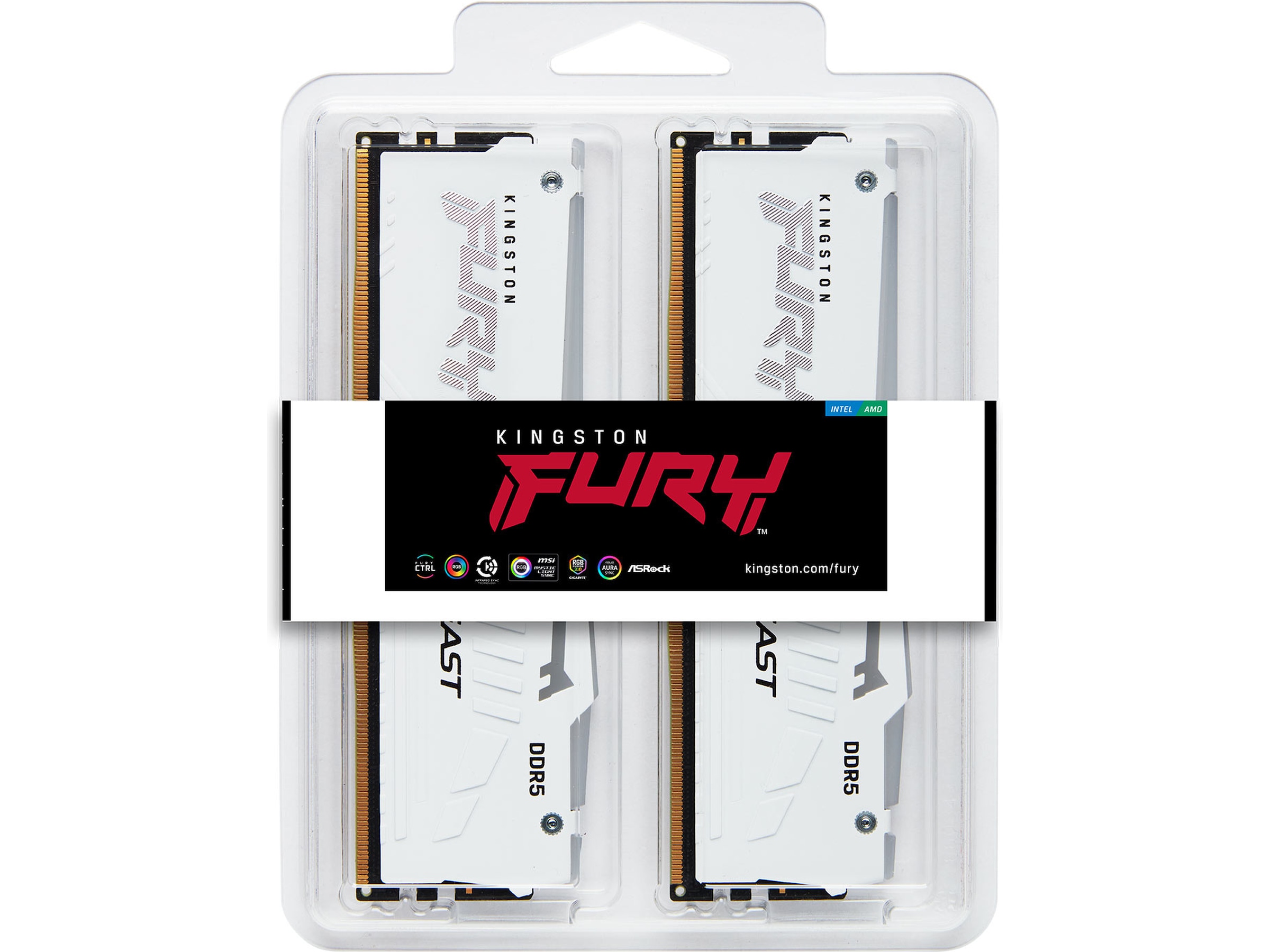 Kingston FURY Beast RGB DDR5 6000MHz 32GB Hvit Minnebrikker