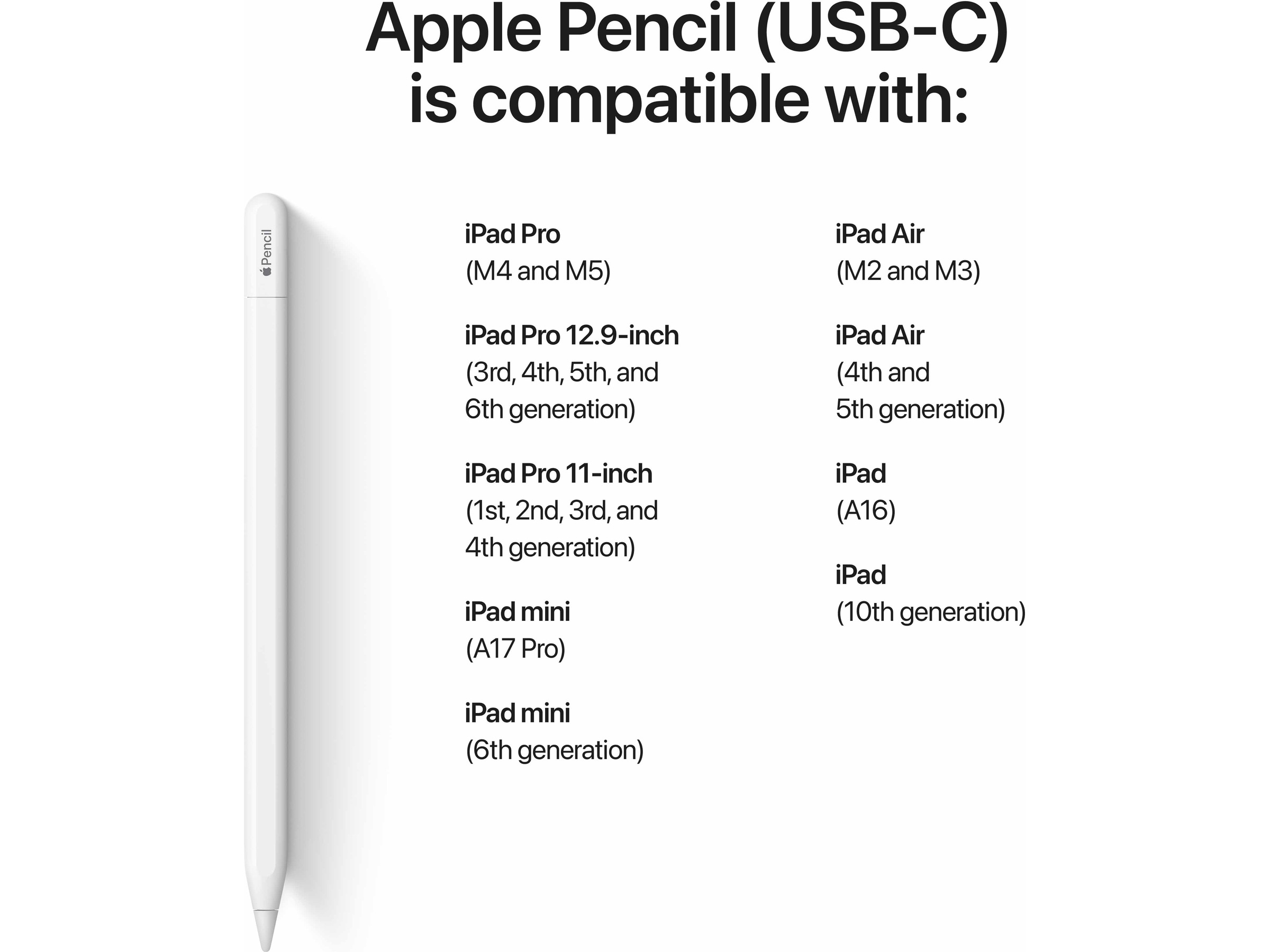 Apple Pencil USB-C (hvit) Tastatur og stylus