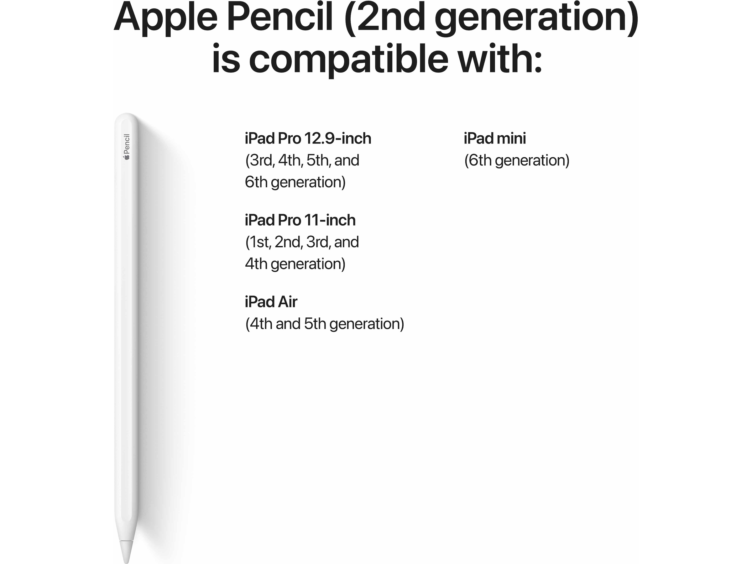 Apple Pencil (2. gen) (hvit) Tastatur og stylus