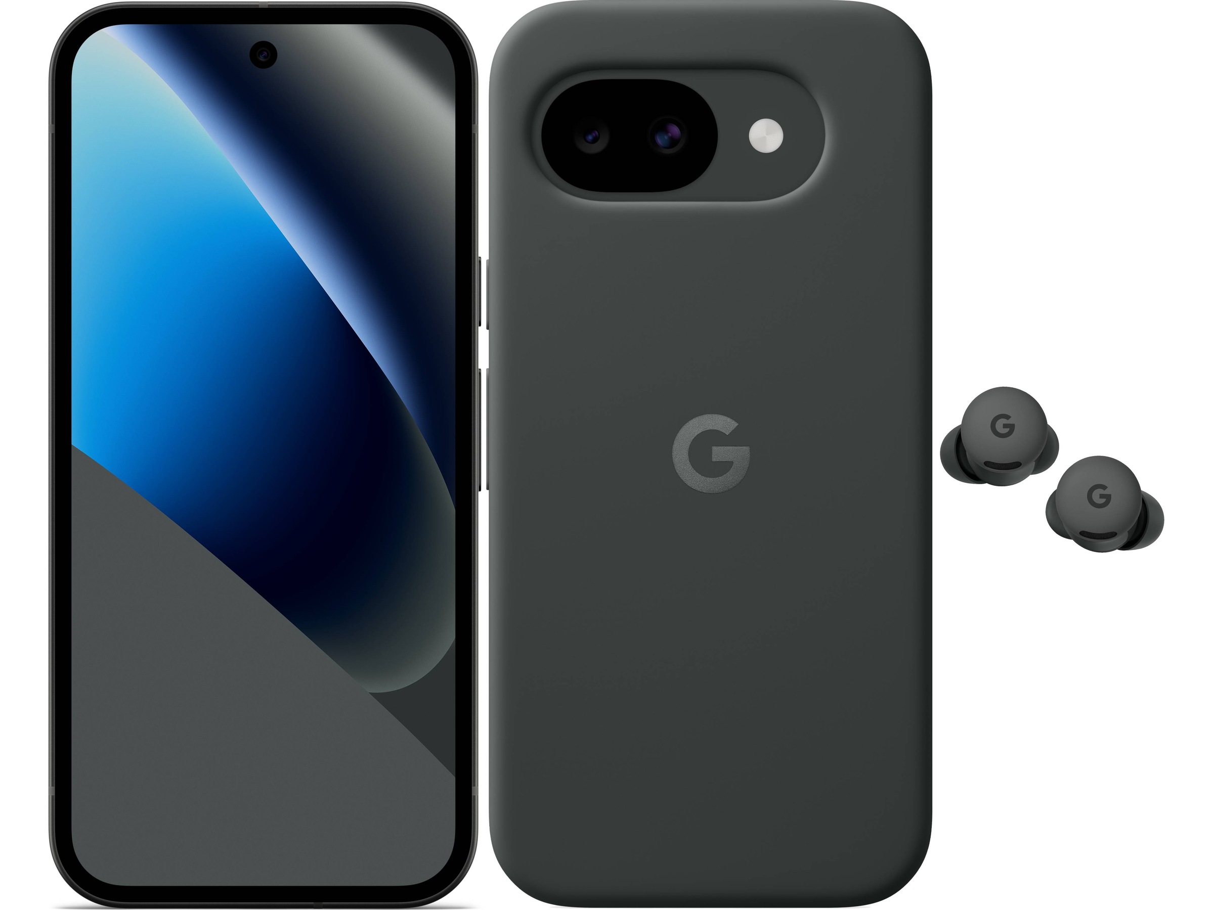 Google Pixel 10a 128GB (obsidian) + silikondeksel + Buds 2a Mobiltelefoner