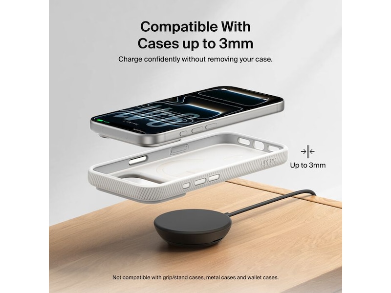 Belkin UltraCharge magnetisk ladeplate 25W Qi2 med stativ (svart) Trådløs lader