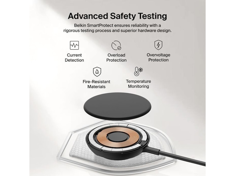 Belkin UltraCharge magnetisk ladeplate 25W Qi2 med stativ (svart) Trådløs lader