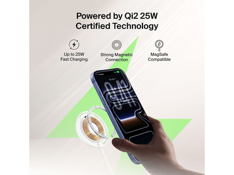 Belkin UltraCharge magnetisk ladeplate 25W Qi2 med stativ Trådløs lader
