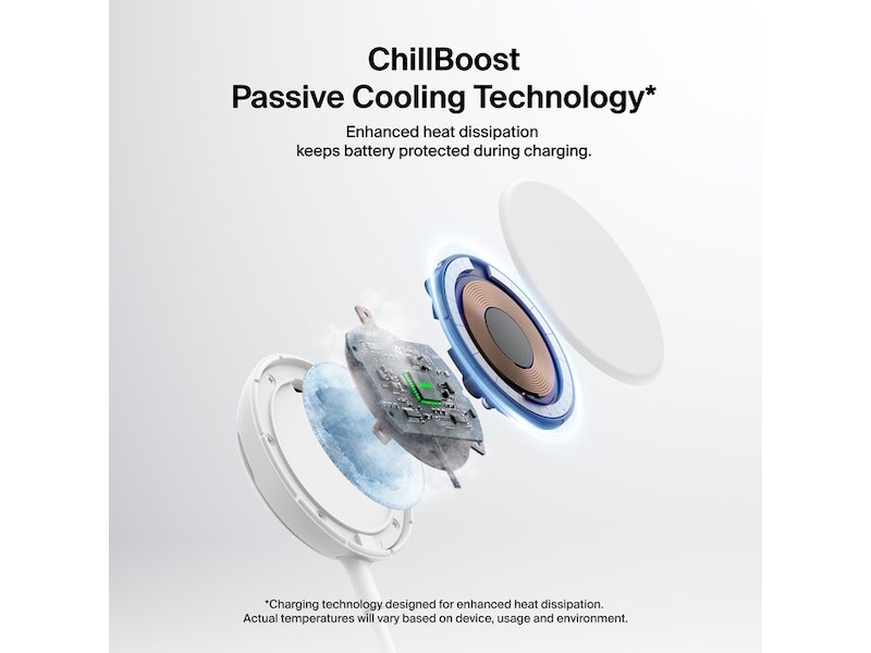 Belkin UltraCharge magnetisk ladeplate 25W Qi2 med stativ Trådløs lader