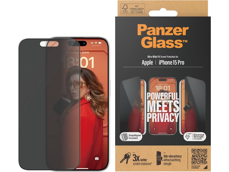Panzerglass iPhone 15 Pro Privacy Skjermbeskytter Skjermbeskytter