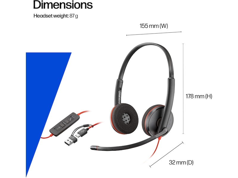 Poly Blackwire MS 3320 USB-C Headset Kablede hodesett