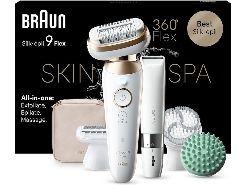 Braun Silk-épil 9 Flex 3S SkinSpa Epilator SES9-481 (hvit/gull) Epilator & IPL-hårfjerning