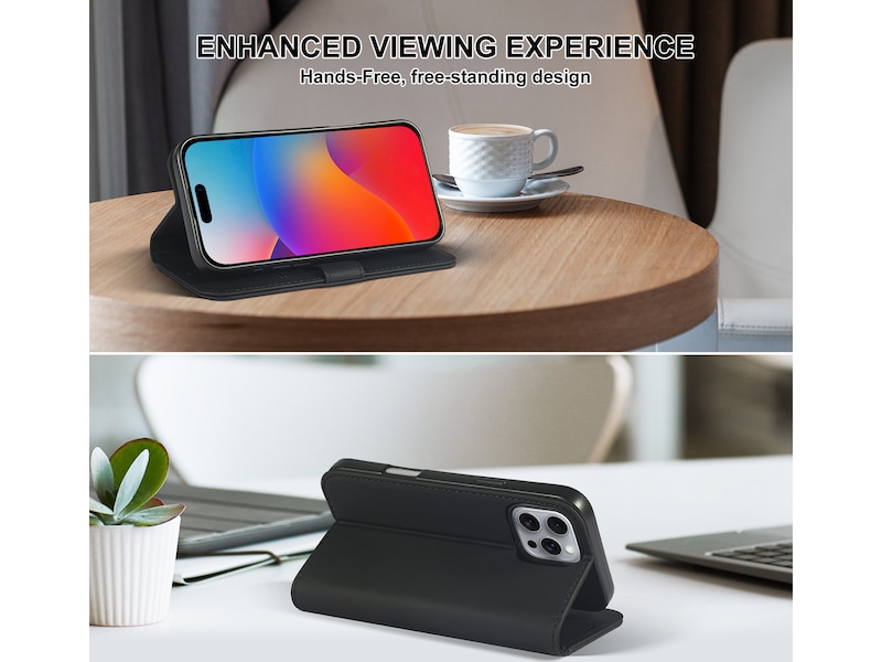 iiglo iPhone 16 Pro Lommebokdeksel (sort) Mobildeksel