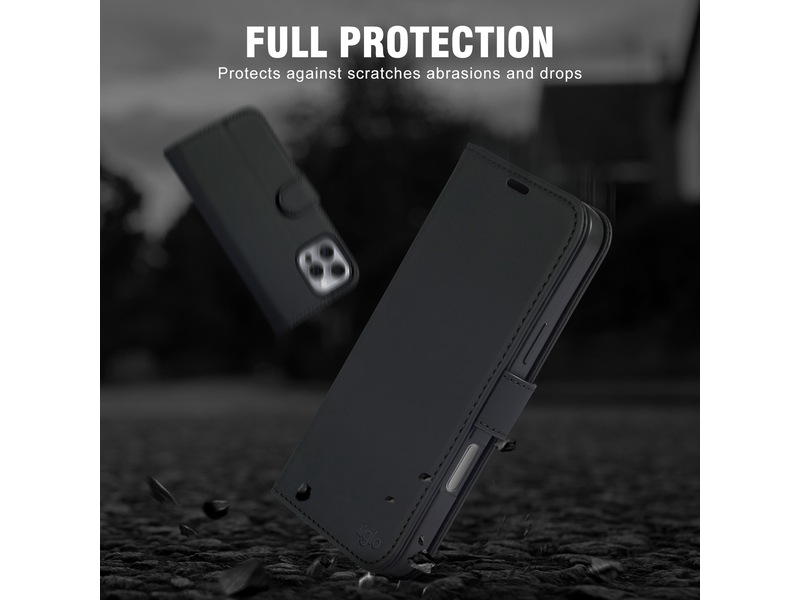 iiglo iPhone 16 Pro Lommebokdeksel (sort) Mobildeksel