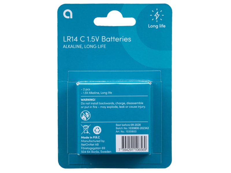 2-pk LR14 C-batterier 1,5 V Batterier til generell bruk