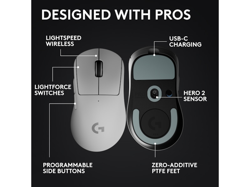 Logitech G Pro X Superlight 2 DEX trådløs gamingmus (hvit) Gamingmus