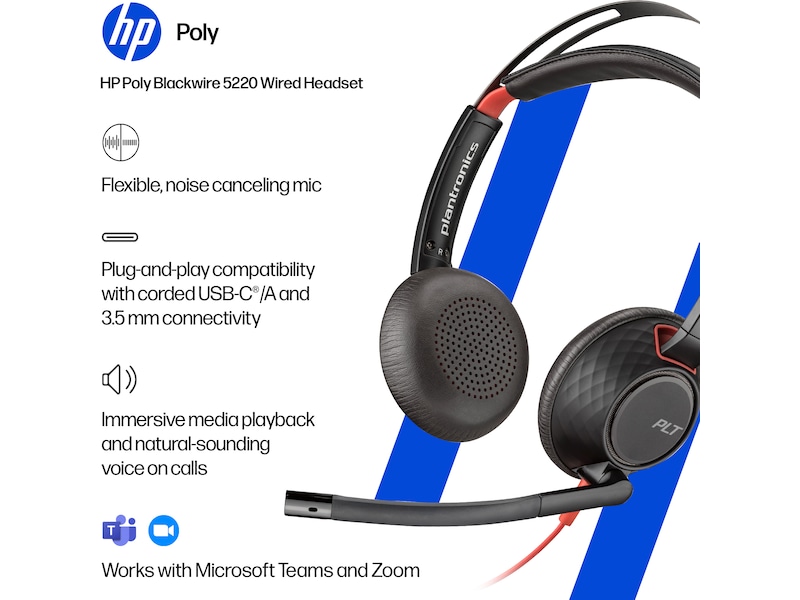 Poly Blackwire 5220 MS Teams USB-C Headset Kablede hodesett