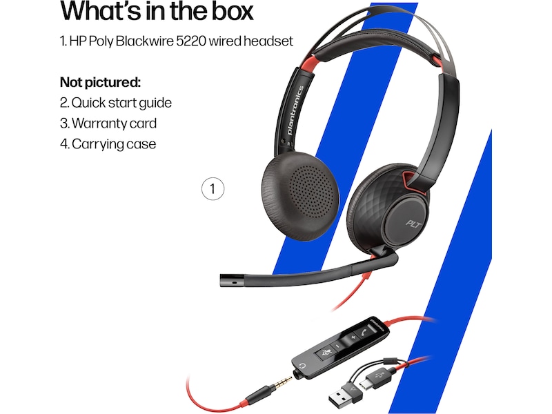 Poly Blackwire 5220 MS Teams USB-C Headset Kablede hodesett