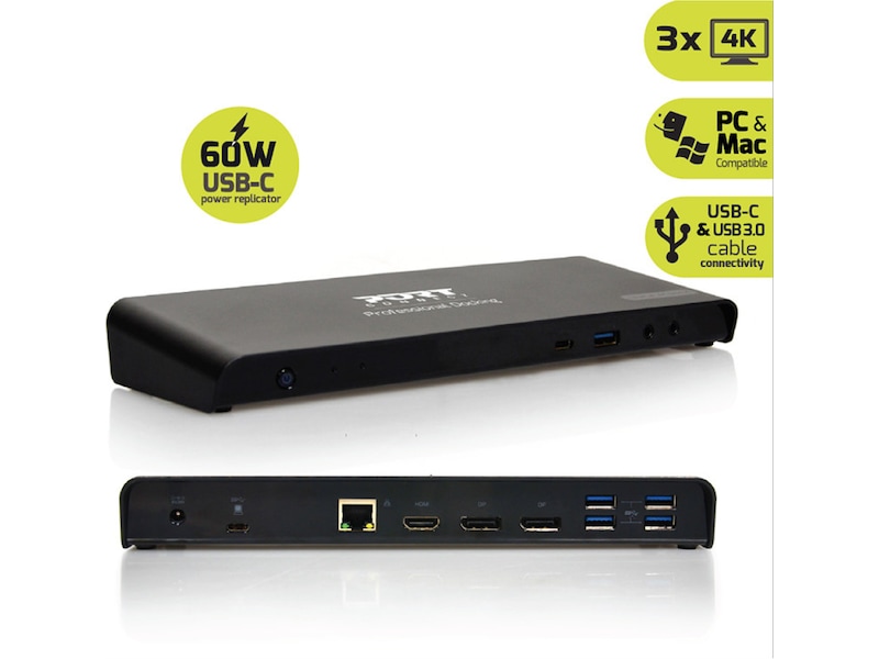 Port Design Docking Station Type C Office 3x4K 85W Dockingstasjon & USB-HUB