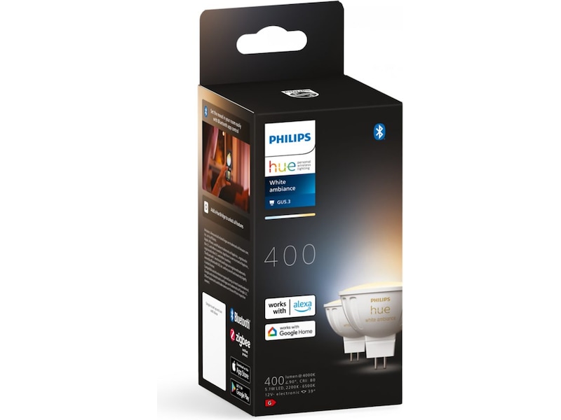 Philips Hue WA 4.7W 12V MR16 lyspære 2PK Lyspærer & LED-pærer