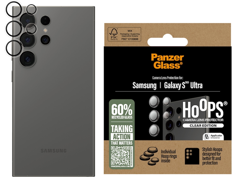 PanzerGlass Galaxy S25 Ultra Hoops Linsebeskytter (gjennomsiktig) Skjermbeskytter