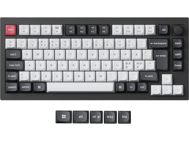 Keychron Q1 HE 75% QMK trådløst gamingtastatur (sort) Gamingtastatur