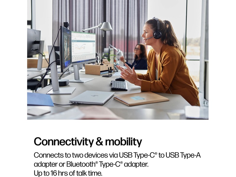 Poly Voyager Focus 2 MS USB-C Headset med ladestativ Trådløse hodesett