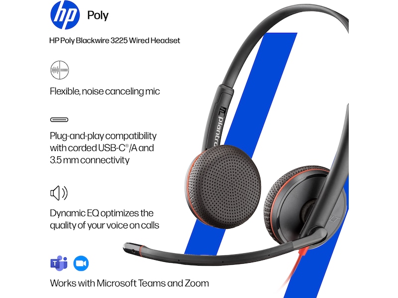 Poly Blackwire 3225 Stereo USB-C Headset Kablede hodesett