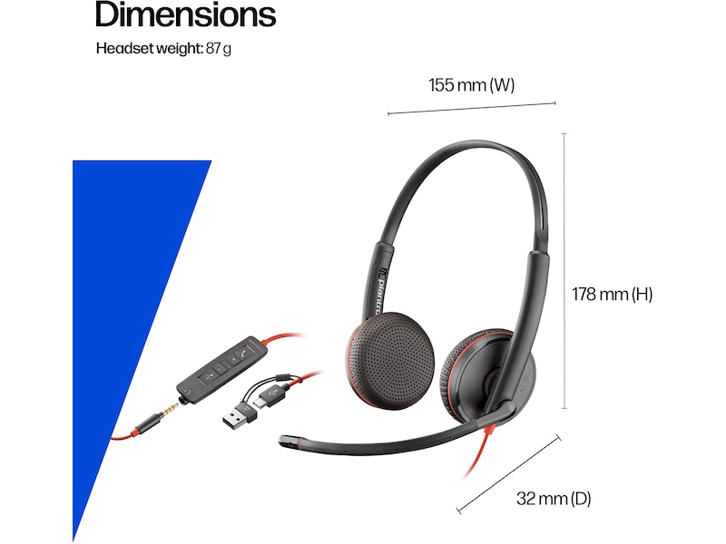 Poly Blackwire 3225 Stereo USB-C Headset Kablede hodesett