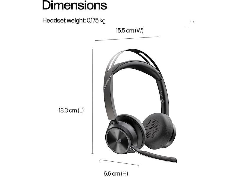 HP Poly Voyager Focus 2 MS USB-C trådløst headset Trådløse hodesett