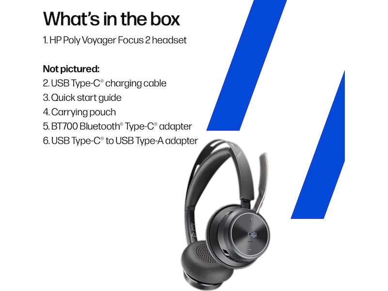 HP Poly Voyager Focus 2 MS USB-C trådløst headset Trådløse hodesett