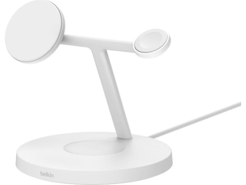 Belkin 3-in-1 Qi2 15W Ladestativ (hvit) Trådløs lader