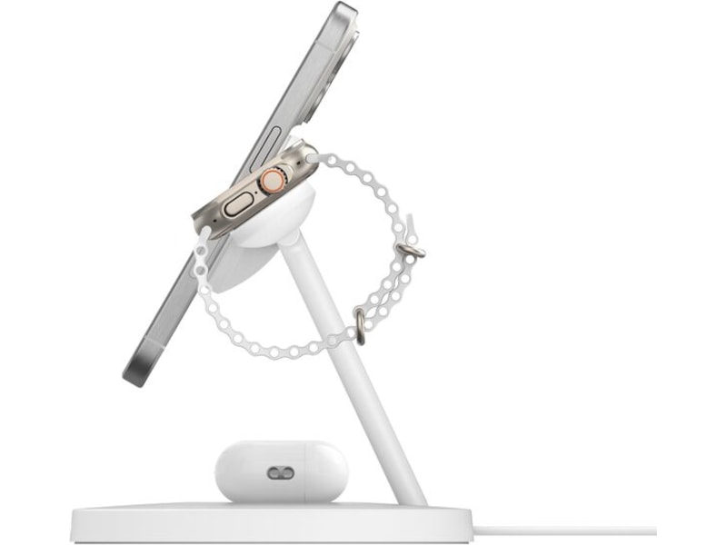 Belkin 3-in-1 Qi2 15W Ladestativ (hvit) Trådløs lader
