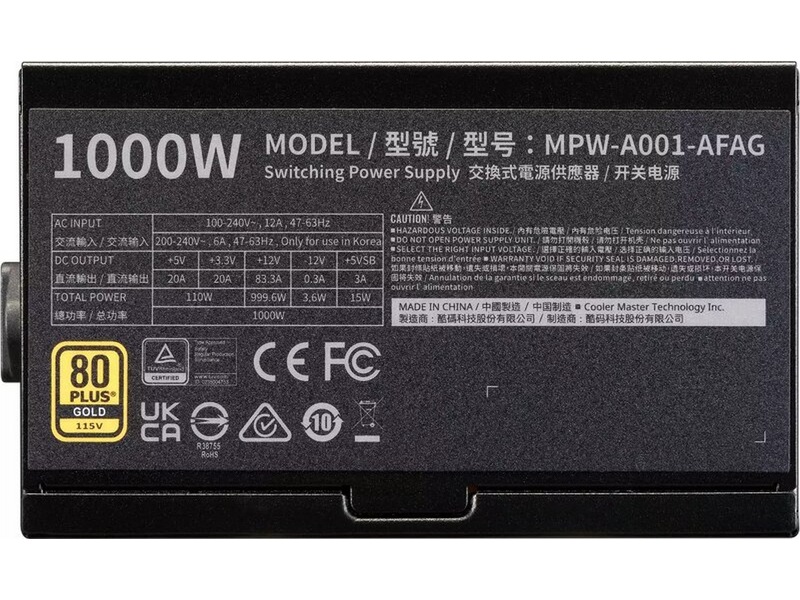 Cooler Master Elite Gold 1000W PSU Enheter