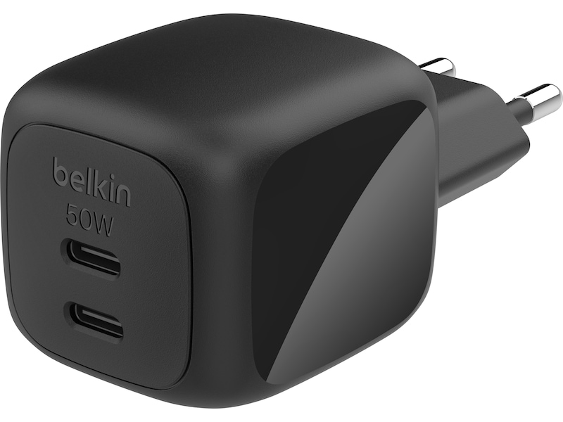 Belkin Dual USB-C PD GaN vegglader (sort) Mobilladere
