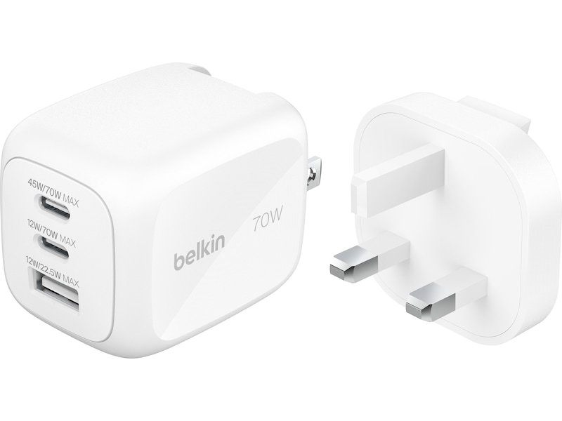Belkin BoostCharge Pro GaN 70W vegglader + reiseadapter Mobilladere