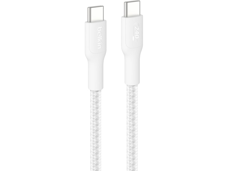 Belkin 240W USB-C flettet kabel 1m (hvit) USB-kabler