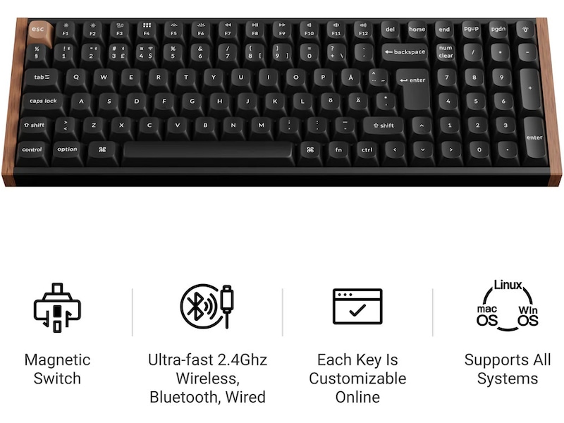 Keychron K4 HE Trådløst Gamingtastatur (svart) Gamingtastatur