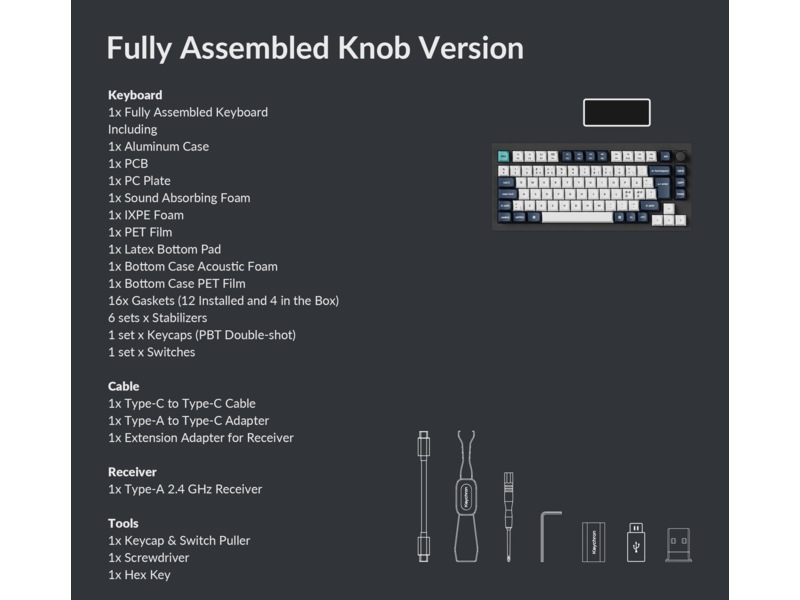 Keychron Q1 MAX 75% Trådløst Tastatur Brown Switches -B-Grade Demo tastatur