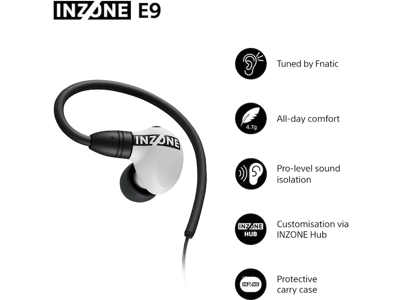 Sony INZONE E9 In-Ear Gaming Ørepropper (hvit) Ørepropper