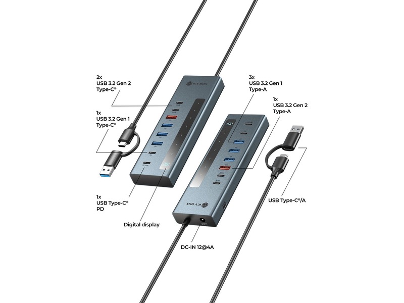 ICY BOX 9-i-1 HUB Dockingstasjon & USB-HUB