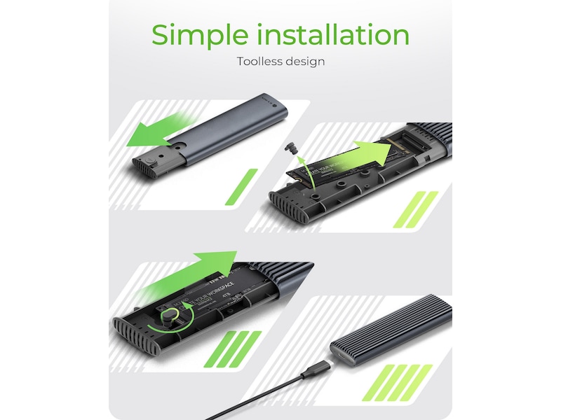 Icy Box M.2 NVMe & SATA M.2 SSD kabinett Eksterne kabinetter