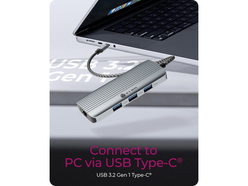 ICY BOX 6-i-1 Travel Docking Dockingstasjon & USB-HUB