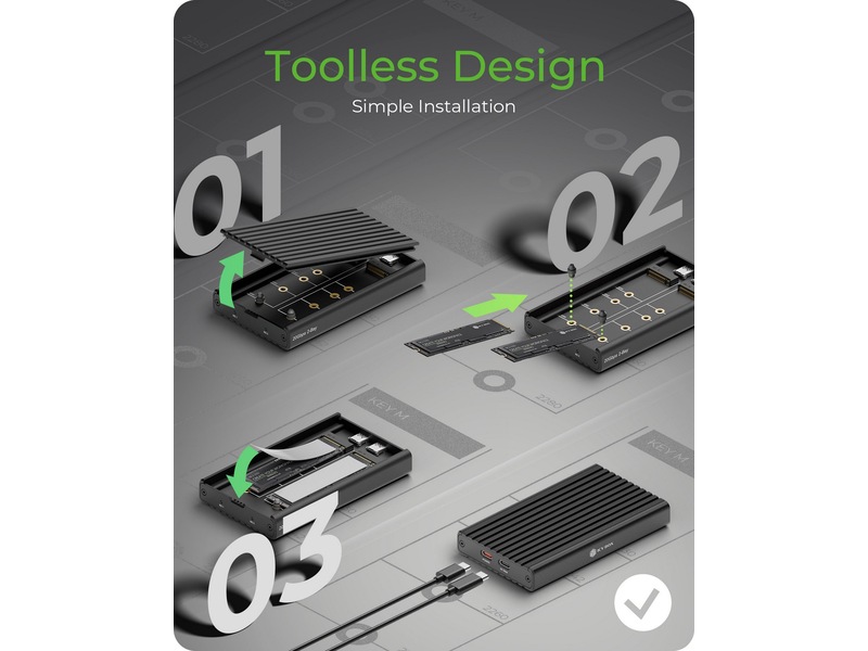 Icy Box 2-bay M.2 PCIe NVMe-kabinett Eksterne kabinetter