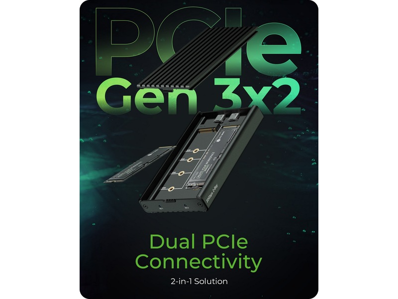 Icy Box 2-bay M.2 PCIe NVMe-kabinett Eksterne kabinetter