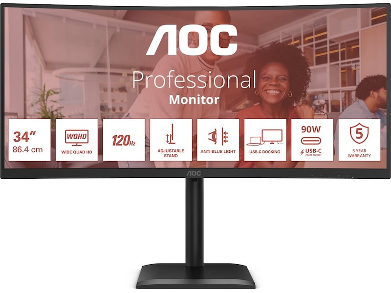 AOC 34" curved skjerm CU34E4CV Skjermer
