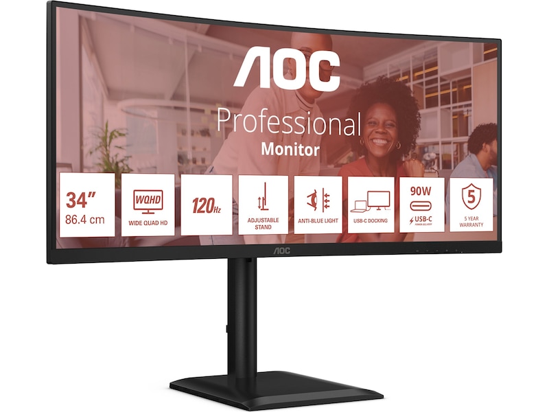 AOC 34" curved skjerm CU34E4CV Skjermer