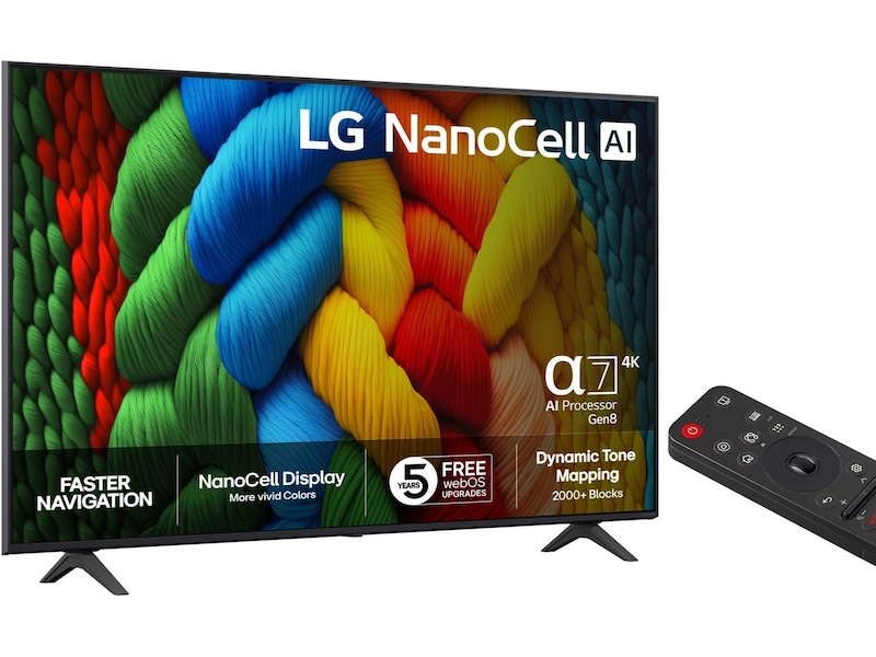 LG 75" NANO80 AI 4K NanoCell Smart-TV (2025) + Soundbar 70 - 79 tommer TV