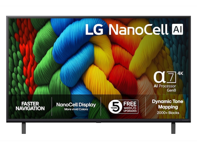 LG 43" NANO80 AI 4K NanoCell Smart-TV (2025) + Soundbar  20 - 49 tommer TV
