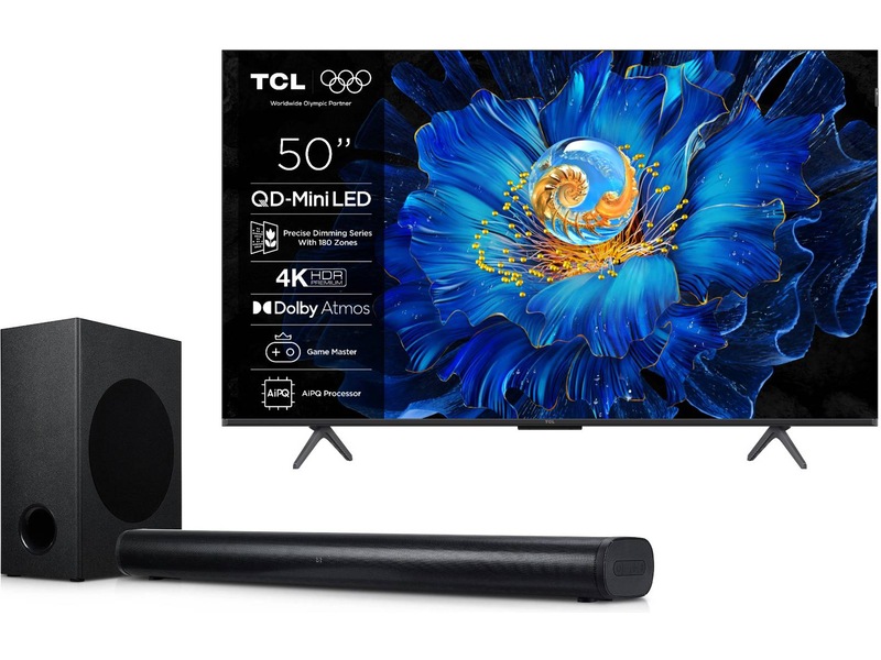 TCL 50" C69KS 4K QD-Mini LED Google TV + Soundbar 70 - 79 tommer TV