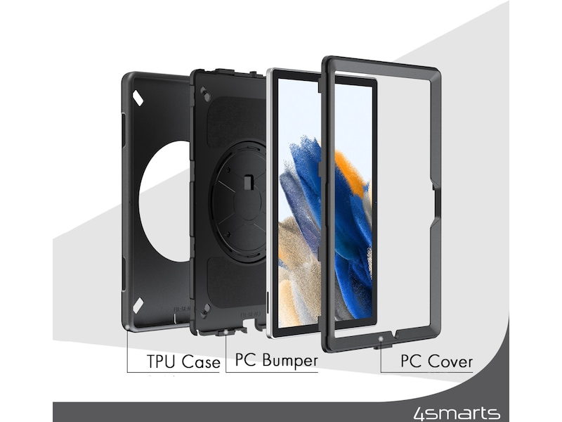 4smarts Galaxy Tab A11+ Robust Etui Grip (sort) Deksel til nettbrett