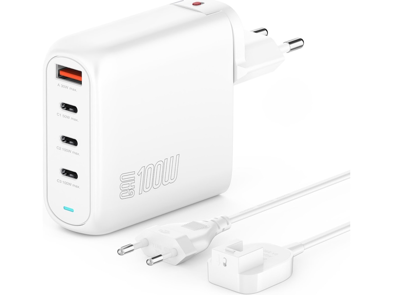 4smarts 100W GaN Flex Pro Travel Edition-lader (hvit) Batteri og lader