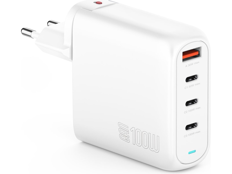 4smarts 100W GaN Flex Pro Travel Edition-lader (hvit) Batteri og lader