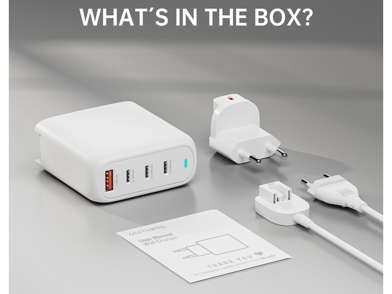 4smarts 100W GaN Flex Pro Travel Edition-lader (hvit) Batteri og lader
